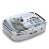 Polar Bear and Penguin Pill Box Small Pill Organizer with 2 Compartments and Mirror Portable Travel Metal Pillcase for Pocket Or Purse, Privacy-Protecting Medicine Box view 3