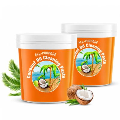 280g Multi-Purpose Coconut Oil Cleaning & Polishing Paste All-purpose Coconut Oil Cleaning Paste Multi Functional Natural Decontamination Cream Removes Stains on Microwave Oven & Stove Top 2pcs 280g
