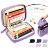 HAHAKUK Large Capacity Pill Container, Waterproof Pill Case with 14 Zipper-Lock Medication Pockets, BPA-Free Food Grade Silicone, Reusable Clear Bags for Travel, Home, Organizer & Daily Use (Purple) view 1
