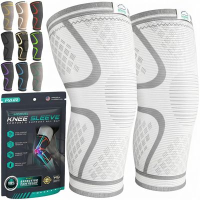 Modvel Compression Knee Brace for Women & Men - 2 Pack Knee Brace for Women Running Knee Pain, Knee Support Compression Sleeve, Workout Sports Knee Braces for Meniscus Tear ACL & Arthritis Pain Relief