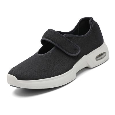 Mertmliy Extra Wide Diabetic Shoes Women Men, Hallux Valgus Shoes Adjustable Orthopedic Medical Shoe Non Slip Easy Slip Walking Sneakers for Elderly Arthritis Edema Swollen Feet Thumb Valgus,Black,8