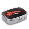 Square Pill Organizer Small Pill Box Red Black Shark Pill Case for Pocket Purse Travel Pill Container Daily Portable Medicine Vitamin Container for Vitamins Fish Oil and Supplements view 3