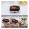 Square Pill Organizer Small Pill Box Red Black Shark Pill Case for Pocket Purse Travel Pill Container Daily Portable Medicine Vitamin Container for Vitamins Fish Oil and Supplements view 4