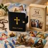 Catholic Leather Holy Card Holder Pocket Prayer Card Organizer with Snap Closure Portable Devotional Card Wallet for Mass, Daily Prayer & Catholic Gifts for Women Men (A, with Cards) view 2