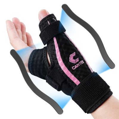 Caivter Thumb Brace Right Hand or Left Hand, Trigger Thumb Stabilizer Spica Splint for Support Black Hot Pink One Size