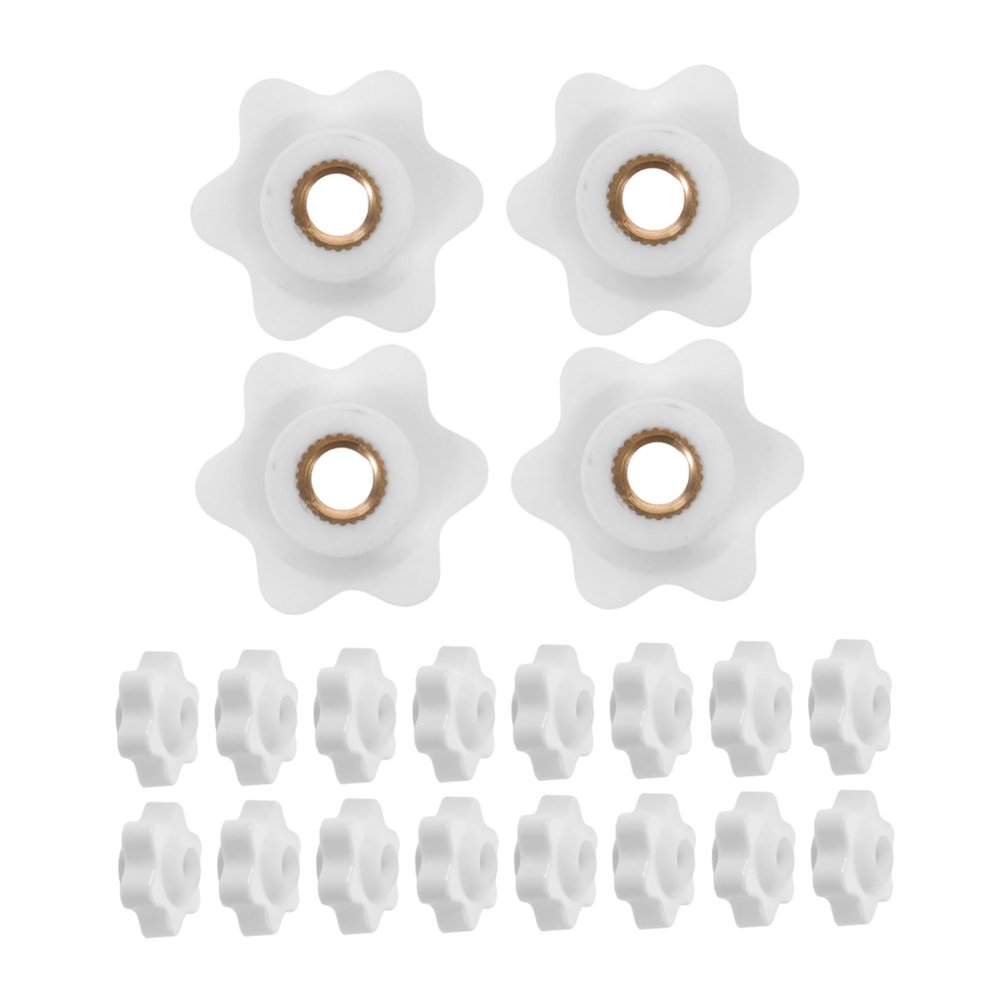 Operitacx 20pcs Walker Replacement Knobs for Rollator with Comfortable Grip and Anti-Slip Design, White Plastic and Copper Arm Adjustment Knobs for Seniors Mobility Walker Accessories
