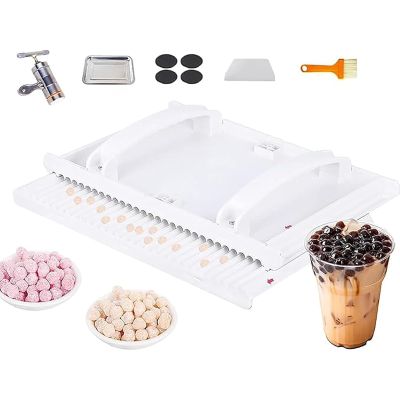 fnotlfue Manual Tapioca Pearl Maker Machine, 3-12mm Bubble Boba Pearl Forming Tool with Strip Extruder, DIY Cassava Pearl Maker for Milk Tea Shops and Home Kitchens