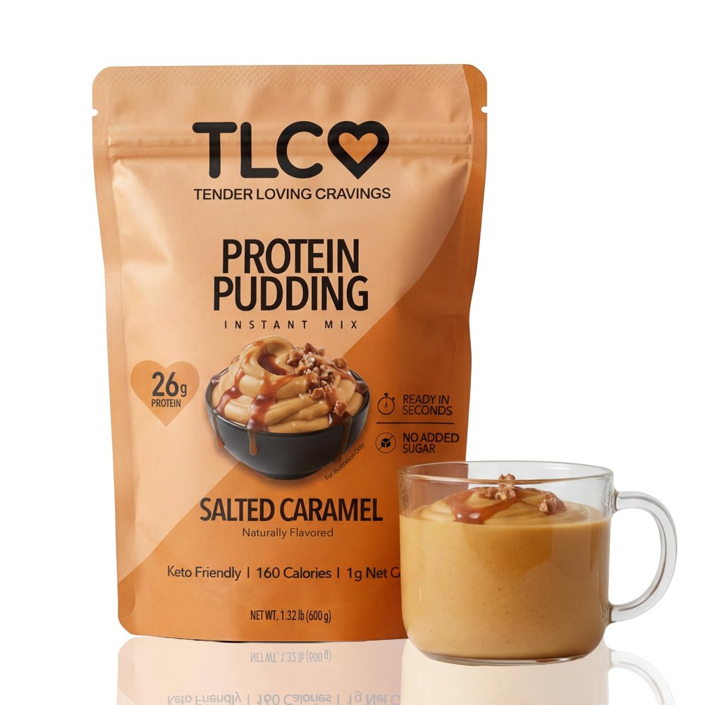 TLC Protein Pudding Instant Mix, 26g Protein, No Added Sugar, Keto Friendly Dessert Mix (Salted Caramel)