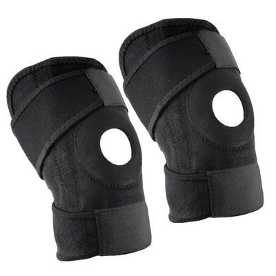 Cabilock 2pcs Anti-slip Adjustable Knee Support Sleeve for Running Hiking Basketball with Breathable Nylon Patella Stabilizer Black Bag
