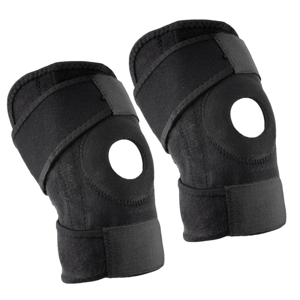 Cabilock 2pcs Anti-slip Adjustable Knee Support Sleeve for Running Hiking Basketball with Breathable Nylon Patella Stabilizer Black Bag