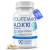 FOLATE MAXX ADK 10 Vitamin Supplement Doctor Formulated Vitamin A, D3 (10,000 IU) & K2 as MK-7 Supports Immune Health, Bone Strength & Calcium Absorption Non-GMO, Gluten Free 90 Servings view 1