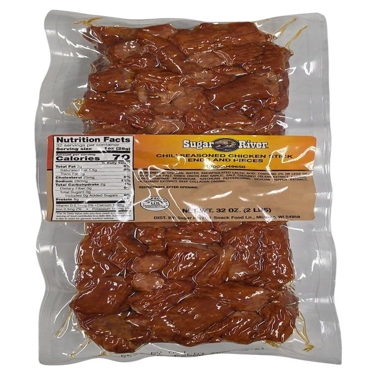 Sugar River Meat Snack Links Ends & Pieces 2 lbs (Chili Seasoned Chicken)