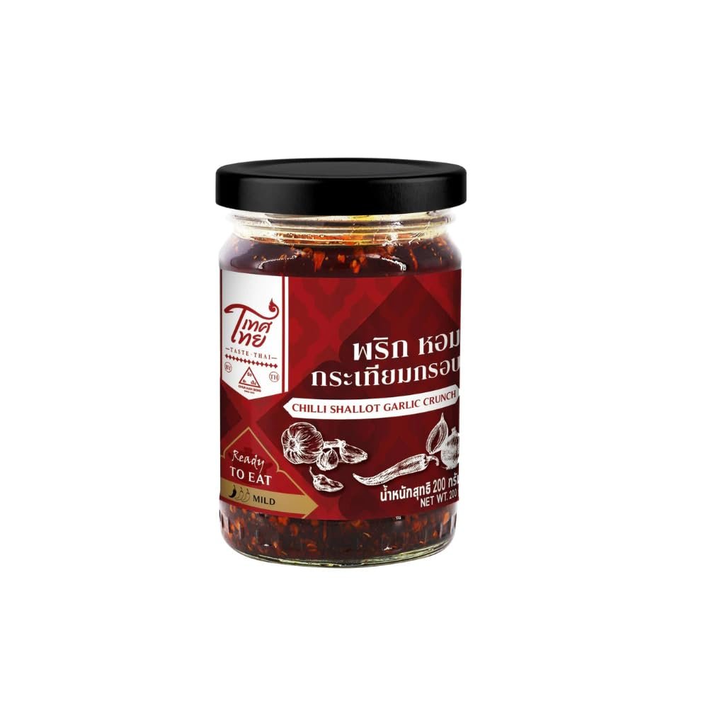 Taste Thai Crispy Chili Garlic and Shallot Crunch - Savory Topping and Cooking Condiment - 200g