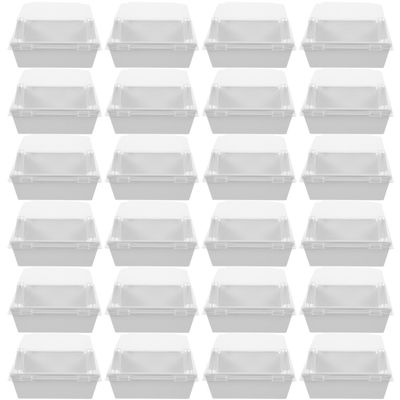 VOSAREA 50pcs White Square Disposable Paper Sandwich and Cookie Boxes with Lids for Food Storage and Presentation, One Time Use Portable Cake Packaging Containers