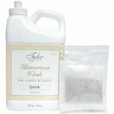 Tyler Glam Wash Laundry Detergent, Diva, Liquid, 32 Fl Oz HE Safe/with Dryer Sachet Single Pouch, Pull and Pour Spill Proof Cap ol