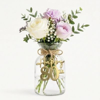 Happy 80th Birthday Cake Topper,12PCS Gold Mirror Acrylic Charm Multi-Use for Champagne Bottle,Balloon,Chair, Gift Tag, Centerpiece | 80th Birthday Decorations for Women Men