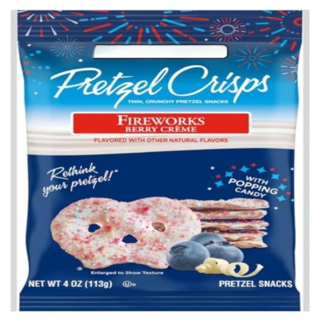 Fireworks Berry Creme Flavored Pretzels IndependenceDay Snack Red, Blue, White 20 oz (Fireworks)