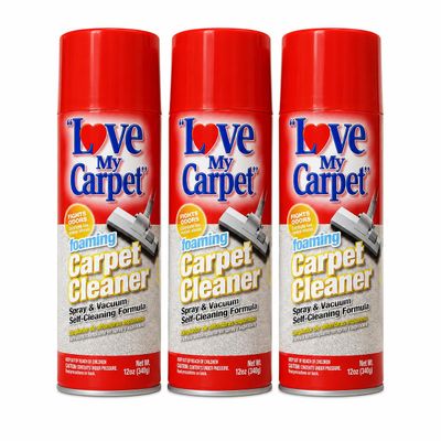 Foaming Carpet Cleaner Spray & Vacuum, 12 oz (Pack of 3) Deep Cleaning Foam for Carpets, Rugs & Upholstery Removes Dirt, Stains & Odors Fast-Drying Carpet Cleaning Formula
