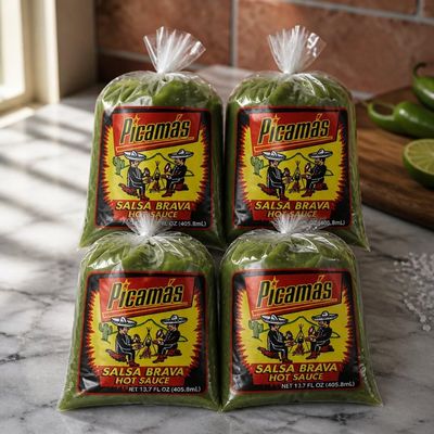 Green Hot Sauce 13.7 fl oz Bags, 4-Pack (405.8 mL Each)