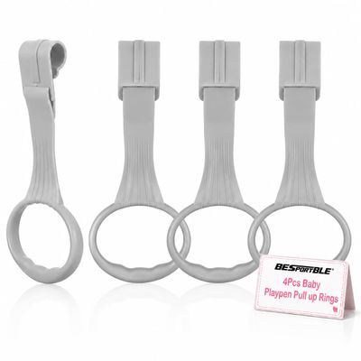 BESPORTBLE Baby Pull Up Rings for Playpen - 4Pcs Playpen Accessories Standing Walker for Infants - Baby Crib Pull Rings, Walking Assist Tools for Nursery Bed, Play Pen Hand Pull Rings