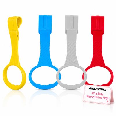 BESPORTBLE Baby Pull Up Rings for Playpen - 4Pcs Playpen Accessories Standing Walker for Infants - Baby Crib Pull Rings, Walking Assist Tools for Nursery Bed, Play Pen Hand Pull Rings