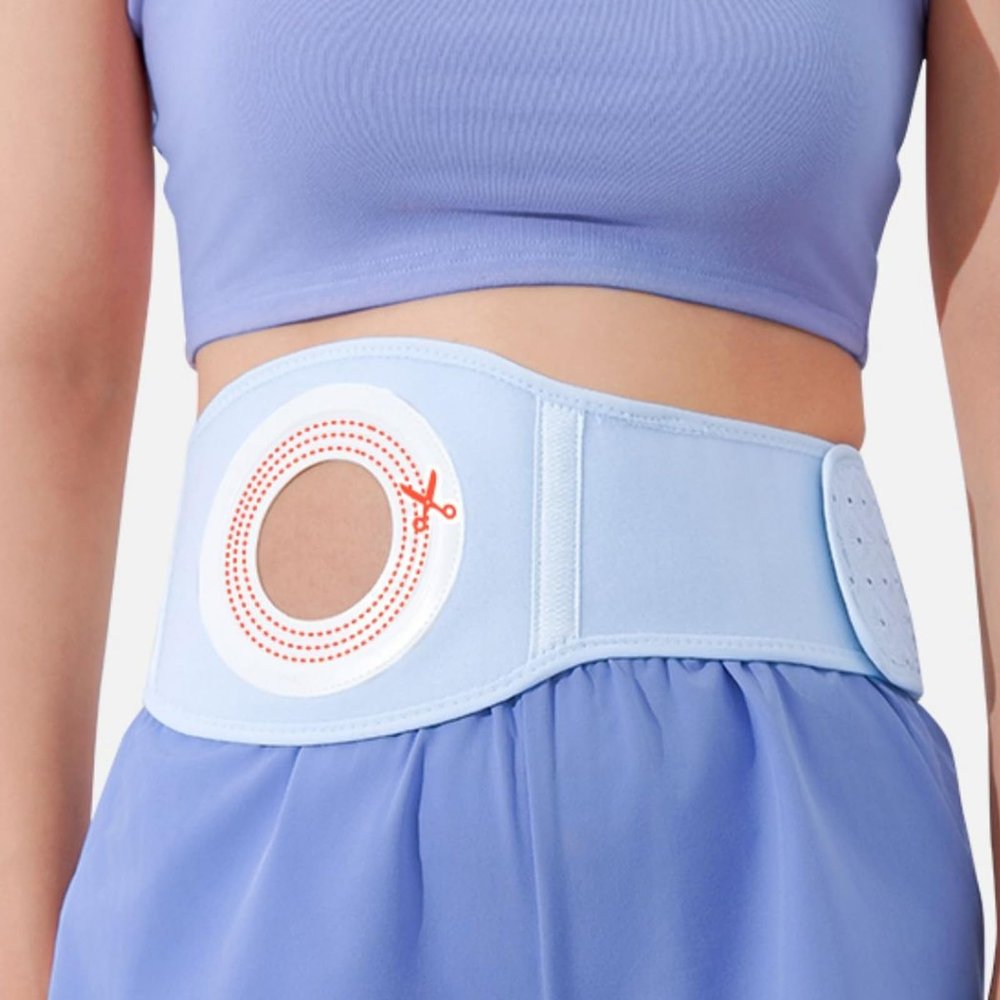 Adjustable Abdominal Ostomy Belt, Stoma Support Belt, Colostomy Belt for Colostomy Patients Prevent Parastomal Hernia, Helps Protection Ostomy Bag, 2.36-2.54in Cuttable Hole(Large)