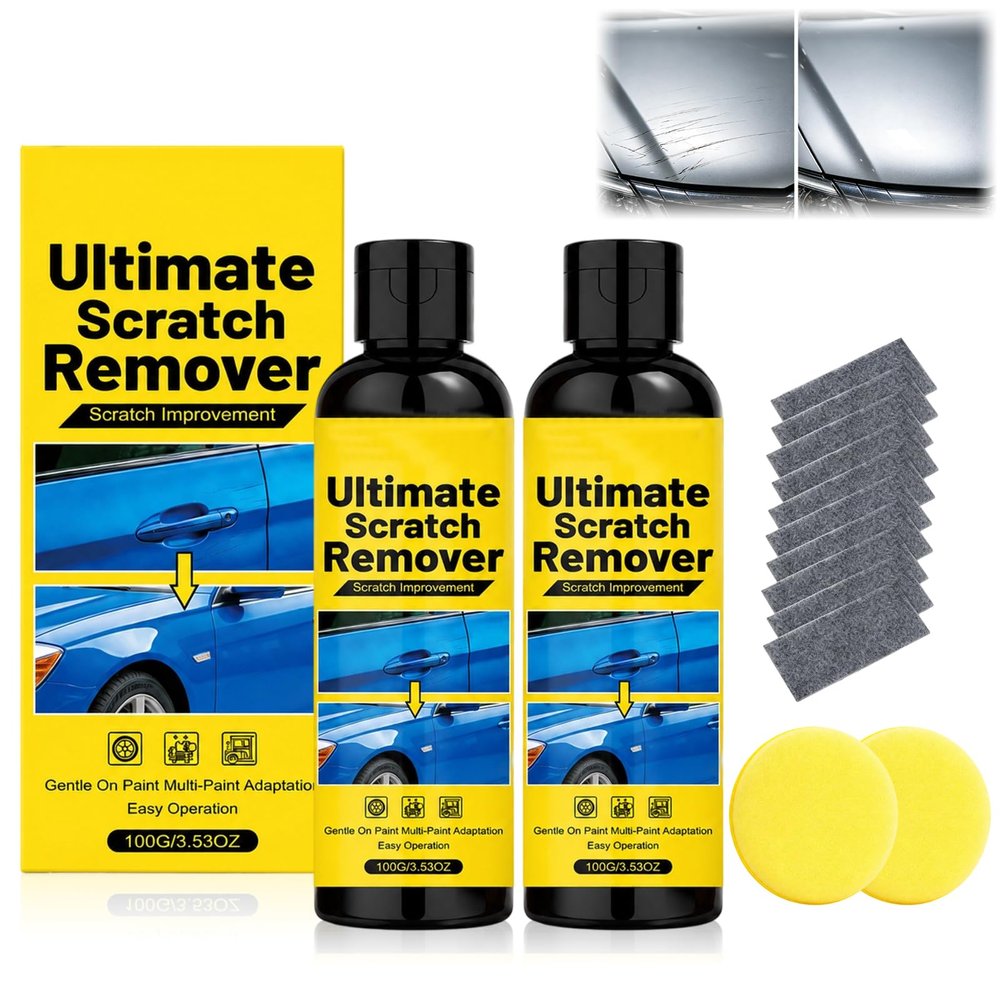2PCS Rcratch Remover,Car Scratch Repair Paste with Applicator Sponge,Quick Fix Removal Paste for Deep Scratches,Plastic Polish Scratchs Removers,Safe for All Paint Colors