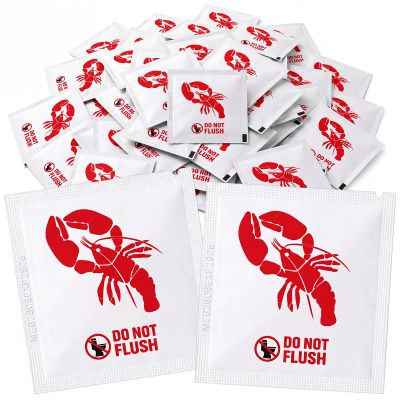Ropoloogy 100 Pcs Lobster Crab Wet Wipes Bulk - 4 x 6 Inch Lobster Crab Wipes Individually Lemon Wrapped for Barbecue Gender Reveal Baby Shower Party Supplies