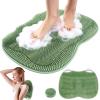 EaTubano Large Foot Scrubber in Shower (L, 24"x20") - Silicone Foot Scrubber for Shower, Non-Slip Suction Cup Bath Mat, Clean Feet & Toes Without Bending, Textured Foot Exfoliator - Green view 1