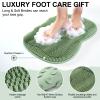 EaTubano Large Foot Scrubber in Shower (L, 24"x20") - Silicone Foot Scrubber for Shower, Non-Slip Suction Cup Bath Mat, Clean Feet & Toes Without Bending, Textured Foot Exfoliator - Green view 2