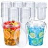 48 Pack 34 oz Drink Buckets with Lids, Straws & Handles, Disposable Clear Plastic Iced Coffee Cups for Milkshakes, Smoothies, Fruit Drinks, Rum & Lemonade Buckets for Pools, Beaches, Bars & Parties view 1