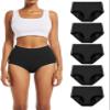 TIICHOO Period Underwear for Women Heavy Flow Regular Absorbency Period Panties 5 Pack (3X-Large, Black of 5) view 1
