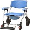 Foldable Mobility Shower Chair with Wheels, 3-in-1 Toilet & Shower Aid for Elderly & Disabled, Supports 330lbs, Ideal for Bedside & Bathroom Use Blue Large Wheel view 1