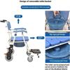 Foldable Mobility Shower Chair with Wheels, 3-in-1 Toilet & Shower Aid for Elderly & Disabled, Supports 330lbs, Ideal for Bedside & Bathroom Use Blue Large Wheel view 4