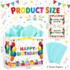 WNINK Large Happy Birthday Gift Bag with Sage Green Tissue Paper and Greeting Card, 13 Inch Colorful Balloon Birthday Wrapping Bag for Women Girls Family Birthday Party Supplies view 2