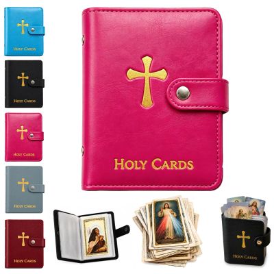 Catholic Prayer Card Holder, Holy Card Holder Book, Pocket Prayer Cards Organizer with Snap Closure, Holds up to 40 Religious Cards, Compact Booklet For Daily Use (B, No Cards)