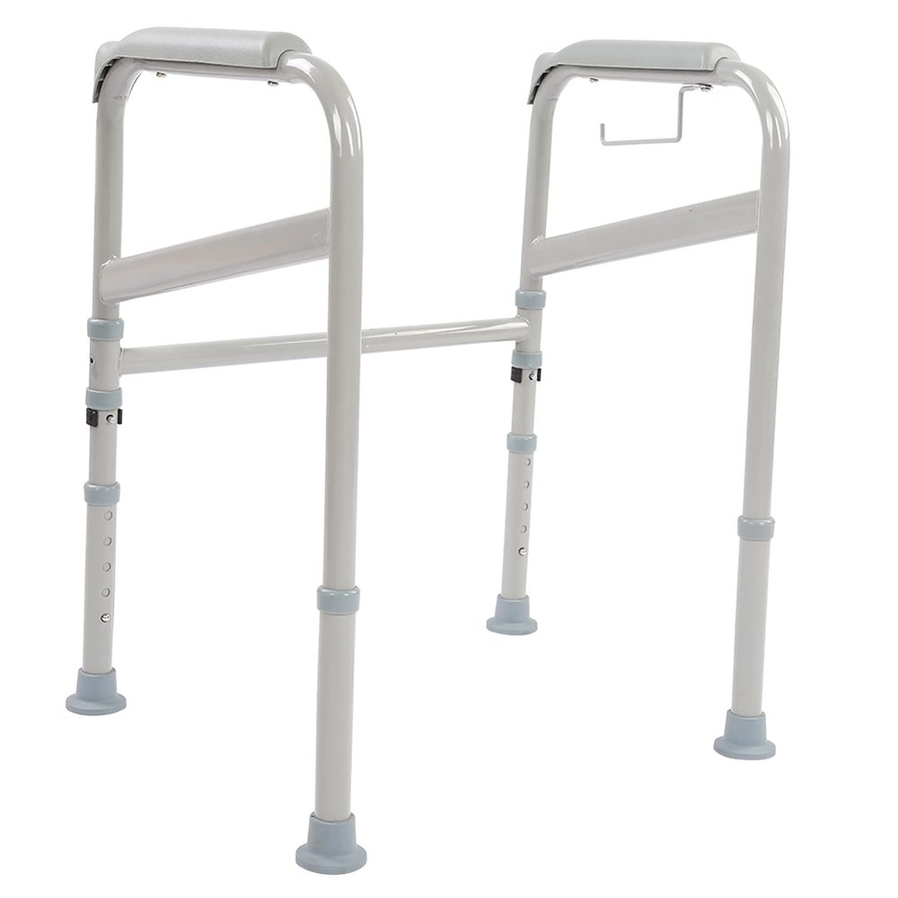 Marhynchus Toilet Safety Rail, Adjustable Safety Handrail Height and Width Adjustable Waterfall Armrests for Toilet Support and Bathroom