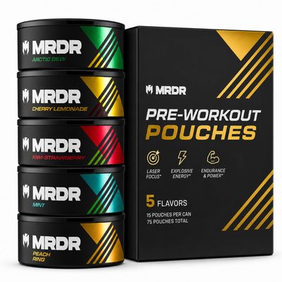 MRDR Pre-Workout Pouches Variety Pack Oral Energy,Nootropic-5 Pack 75 Count