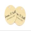 Round Wedding Tags - Names interconnected with Heart (Antique Gold) view 1
