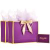 Powbrace Birthday Gift Bag with Tissue Paper and Card(2 PCS Purple, 13") view 1