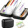 Travel Pill Organizer with 14 Color-Coded Pouches, Portable Waterproof PU Leather 3-Ring Binder Pill Case for Travel, Daily Medication Pouches with Labels Black view 1
