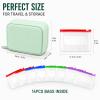 Travel Pill Organizer with 14 Color-Coded Pouches, Portable Waterproof PU Leather 3-Ring Binder Pill Case for Travel, Daily Medication Pouches with Labels Black view 2