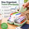 Travel Pill Organizer with 14 Color-Coded Pouches, Portable Waterproof PU Leather 3-Ring Binder Pill Case for Travel, Daily Medication Pouches with Labels Black view 3