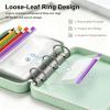 Travel Pill Organizer with 14 Color-Coded Pouches, Portable Waterproof PU Leather 3-Ring Binder Pill Case for Travel, Daily Medication Pouches with Labels Black view 4