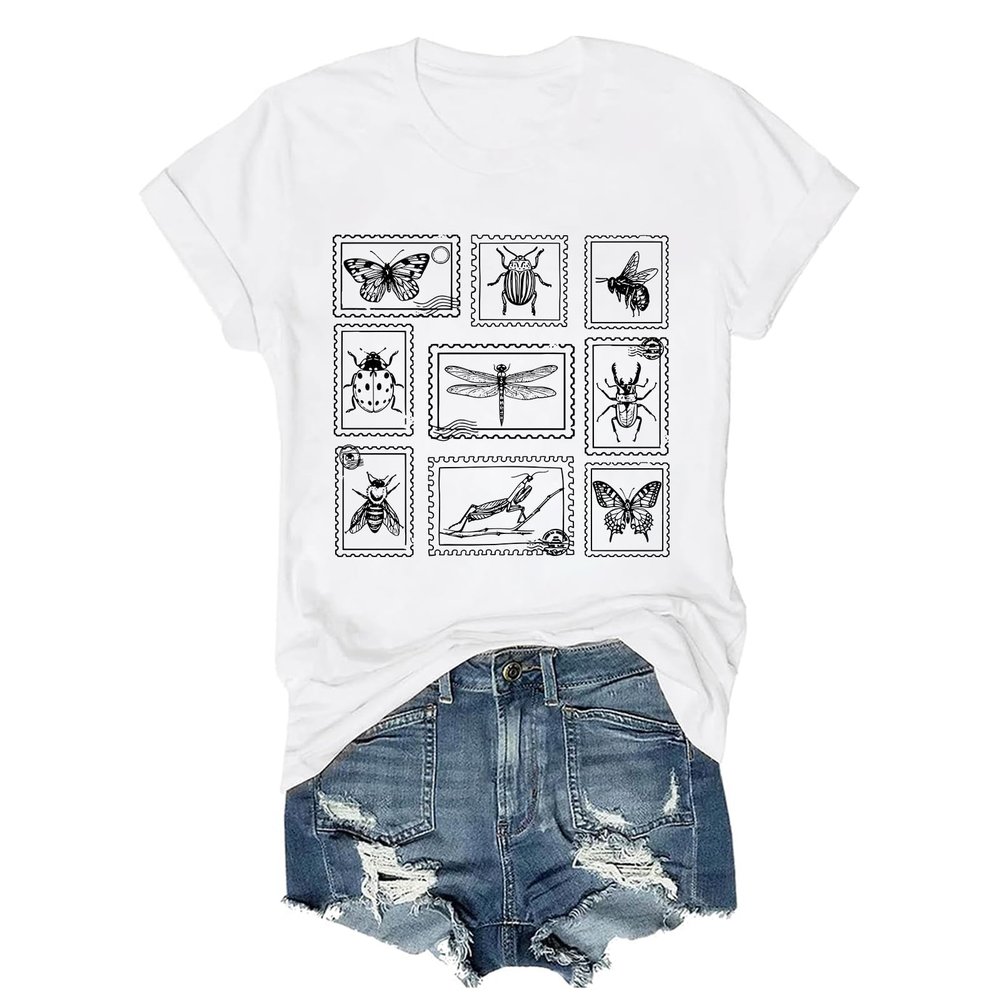 Insect Stamps Shirt Beetles Insect Nature Bug Shirt Unisex White