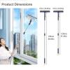 Window Cleaner Telescopic Scraper with Rotatable Head Outside Window Cleaner Tool with Adjustable Extension Pole for Shower Glass Car Window,white-150cm(59.06in) view 2