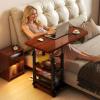 JIXDILO Lifting Desk with 360 Swivel Casters,C-Shaped Overbed Bedside Table,Moveable Working Study Side Tables with 2 Tiers of Storage for Bedroom,Living Room(60cm/23.6in, B) view 3