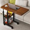 JIXDILO Lifting Desk with 360 Swivel Casters,C-Shaped Overbed Bedside Table,Moveable Working Study Side Tables with 2 Tiers of Storage for Bedroom,Living Room(60cm/23.6in, B) view 4