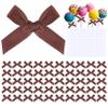 Partyeah 100Pcs 1.57" Mini Satin Ribbon Bows Premade Tiny Bows for Crafts Cake Pops Gift Wrapping Decoration Wedding Balloons Party Sewing(Brown) view 1