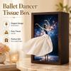 Ballet Dancer Tissue Box, Ballerina Tissue Box Wood Skirt Napkin Dispenser, Elegant Wooden Tissue-Cover Holder, Decorative Desktop Organizer for Home Office Bedroom Bathroom Party Use view 2